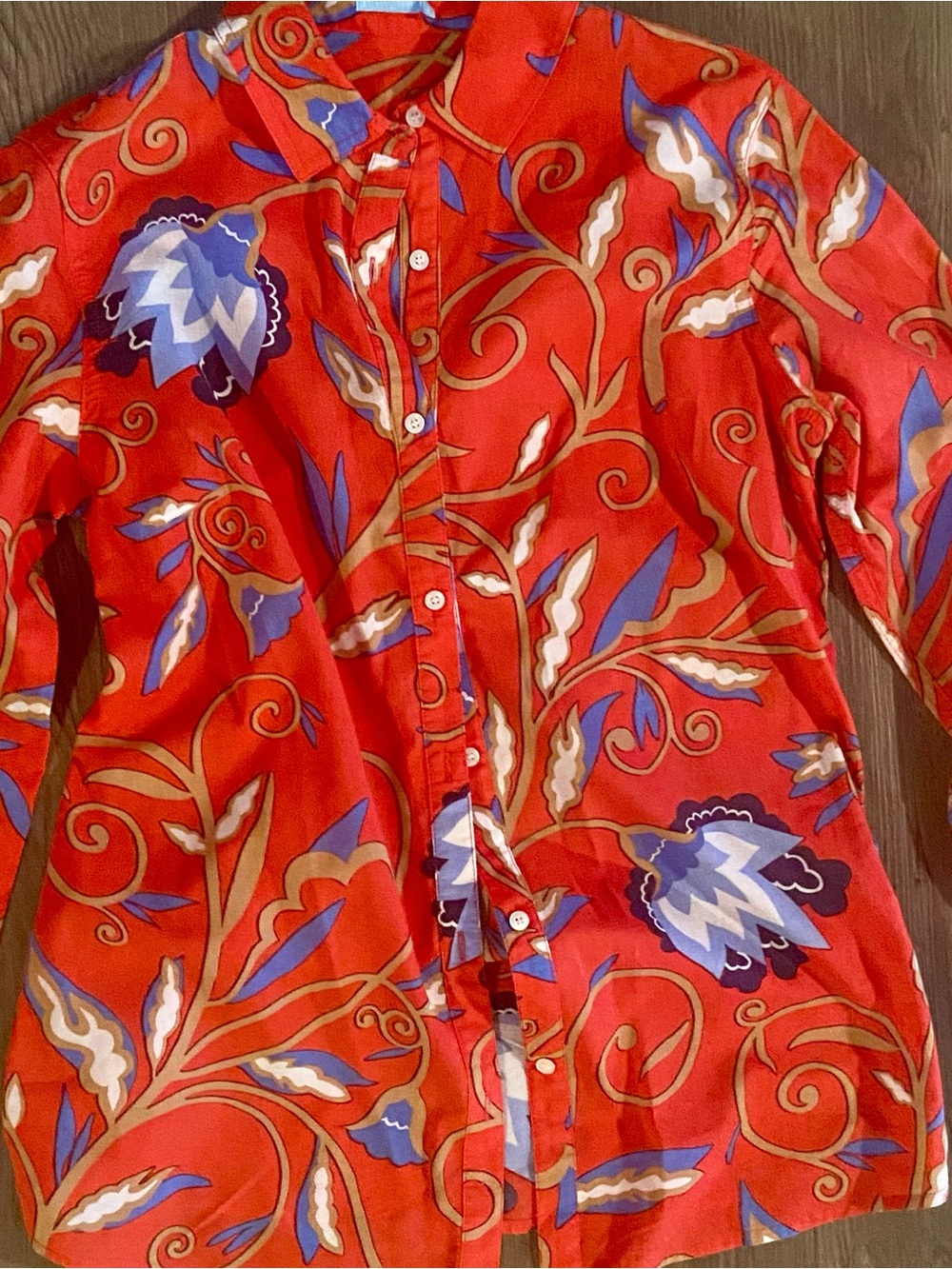 J. McLaughlin Red Floral-Print Button-Down Shirt